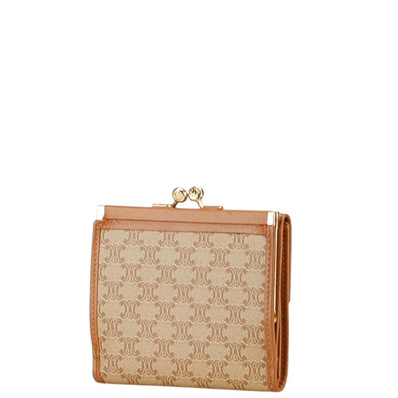 セリーヌ CELINE マカダム柄 三つ折り がま口 財布 PVC レザー