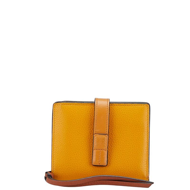 LOEWE ロエベ アナグラム 二つ折り財布 イエロー ブラウン レザー  