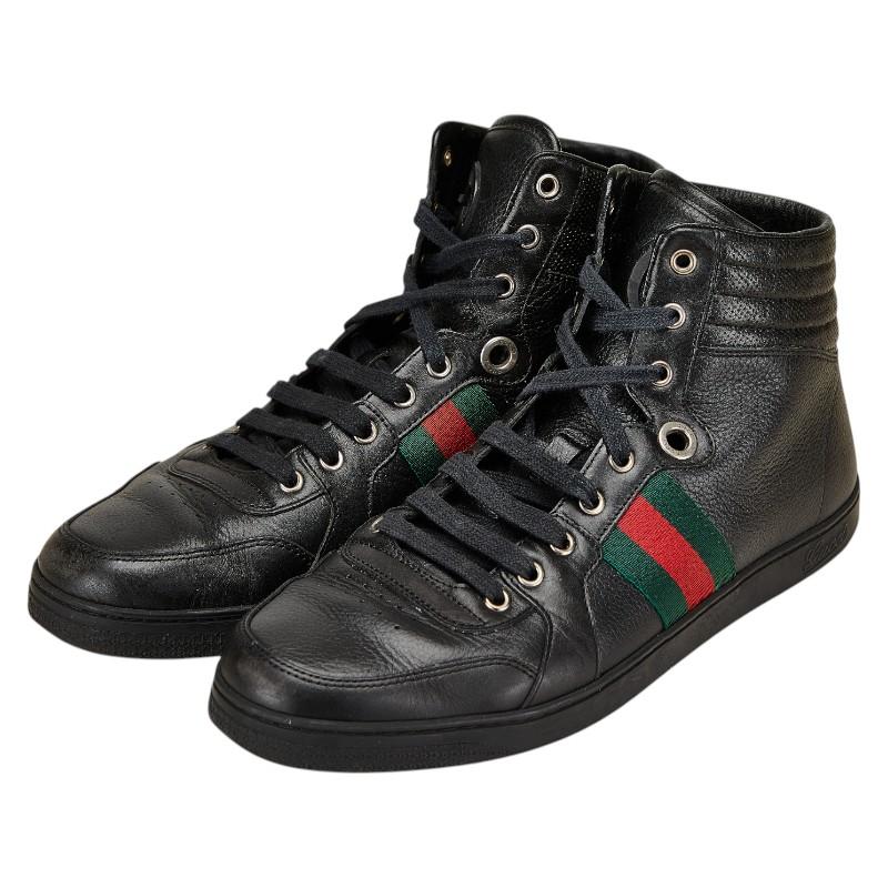 15万新品◆8H=26.5㎝◆GUCCI グッチ 黒GGウェブハイカットスニーカー 15万新品◇8H=26.5㎝◇GUCCI グッチ 黒GGウェブハイカットスニーカー