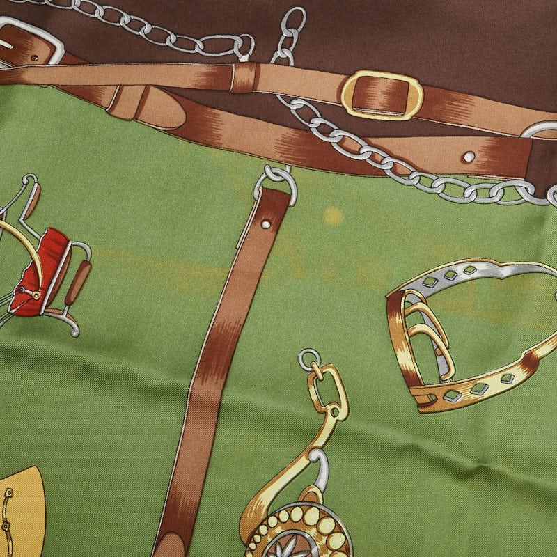 GUCCI（グッチ） 馬 馬車 スカーフ ブラウン グリーン イエロー シルク