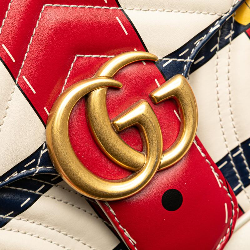 グッチ GGマーモント チェーン ショルダーバッグ 443497 ホワイト マルチカラー レザー レディース GUCCI 【中古】 GUCCI（グッチ） GGマーモント チェーン ショルダーバッグ 443497