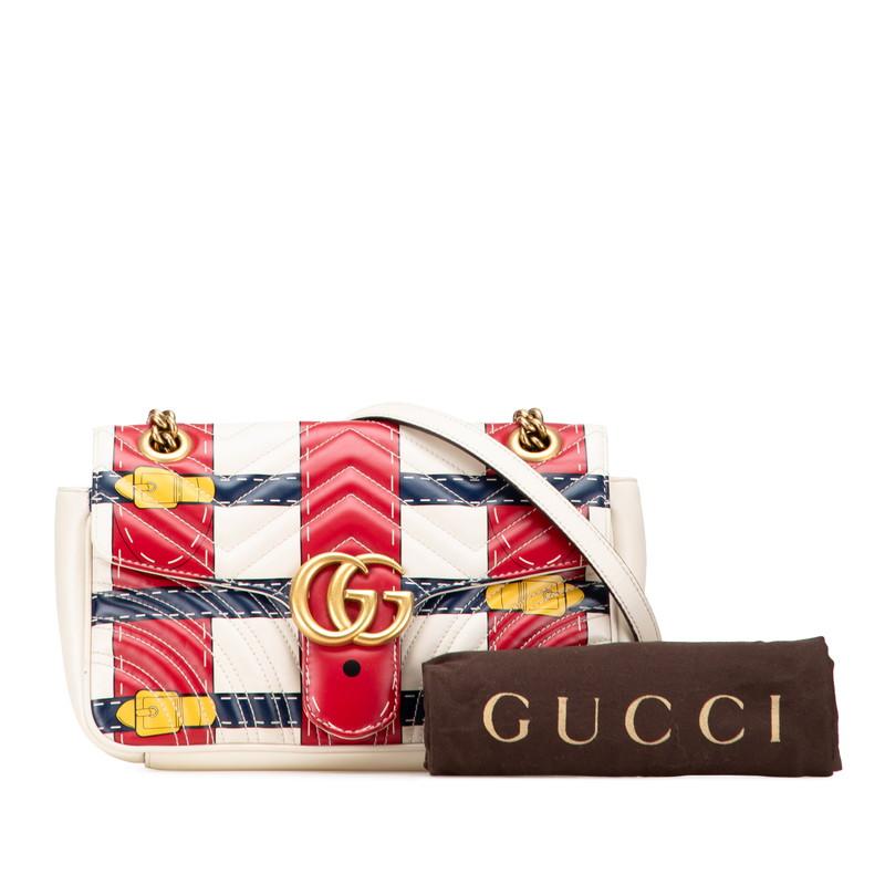 グッチ GGマーモント チェーン ショルダーバッグ 443497 ホワイト マルチカラー レザー レディース GUCCI 【中古】 GUCCI（グッチ） GGマーモント チェーン ショルダーバッグ 443497