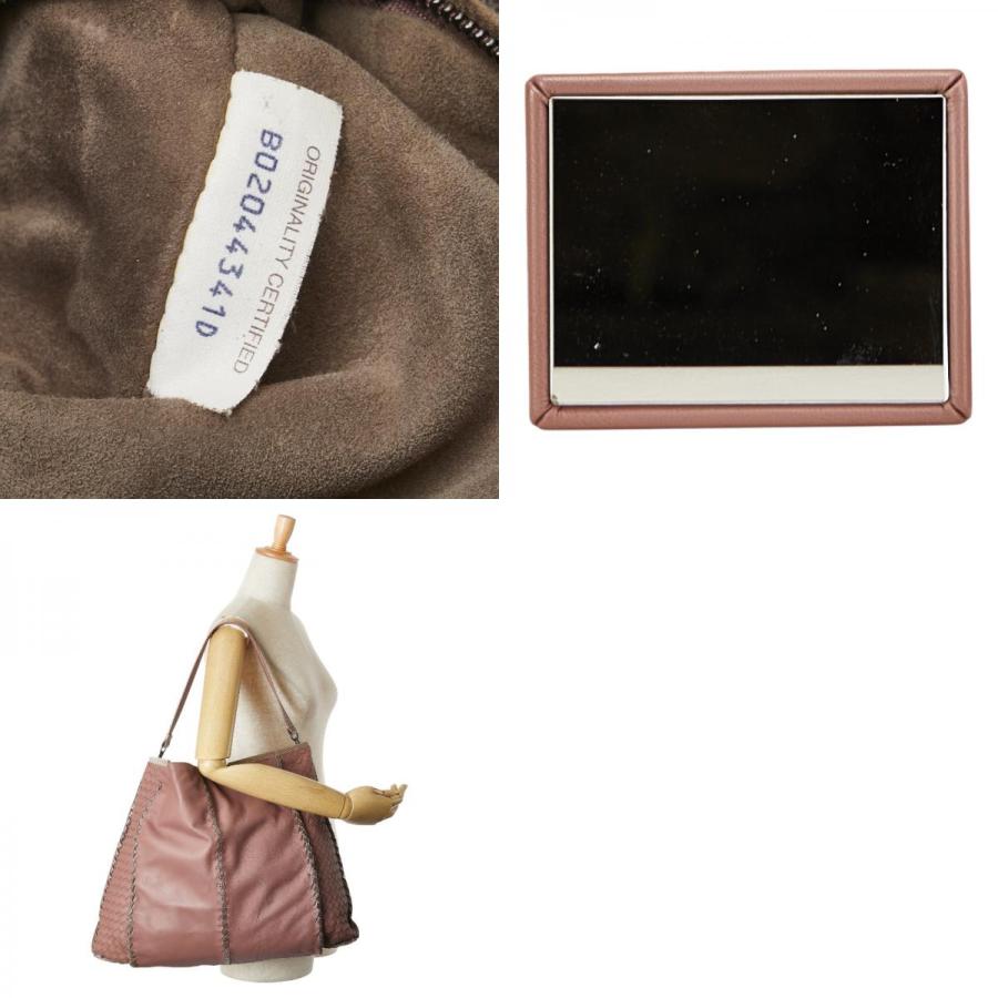 ボッテガヴェネタ イントレチャート ワンショルダーバッグ ピンク ベージュ レザー パイソン レディース BOTTEGAVENETA 【中古】 ボッテガヴェネタ イントレチャート ワンショルダーバッグ ピンク
