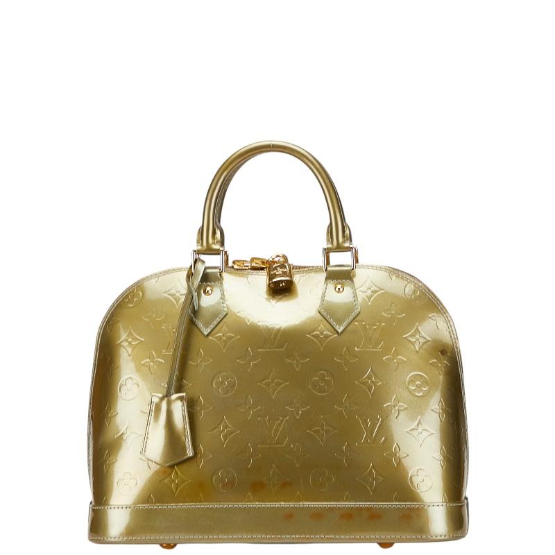 ルイ ヴィトン モノグラム ヴェルニ アルマPM  ハンドバッグ M91582 ヴェールオリーヴ パテントレザー レディース LOUIS VUITTON【中古】 LOUIS VUITTON（ルイ・ヴィトン） ルイ ヴィトン モノグラム ヴェルニ