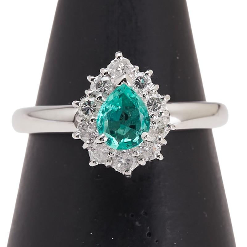 Pt900 プラチナ エメラルド 0.43ct ダイヤモンド 0.31ct 付 デザイン