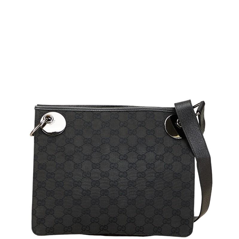 グッチ GGキャンバス ショルダーバッグ 120841 ブラック キャンバス レザー レディース GUCCI 【中古】 GUCCI（グッチ） GGキャンバス ショルダーバッグ 120841 ブラック