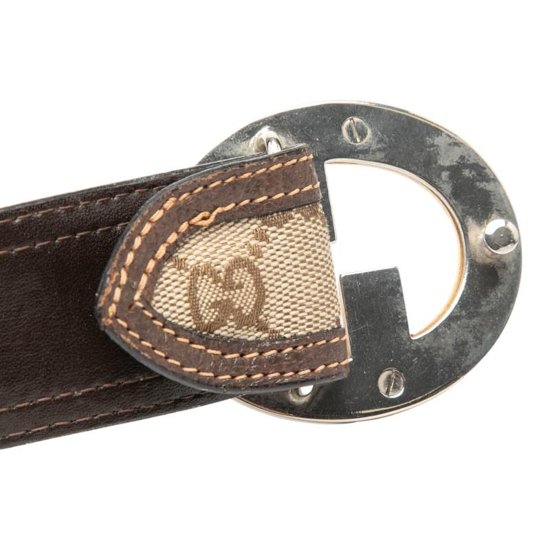 GUCCI ベルト　ブラウン　キャンバス 中古・古着通販】GUCCI (グッチ) GGキャンバス×レザー ベルト ブラウン