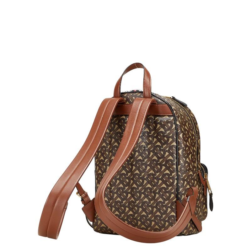 バーバリー TBモノグラム リュック バックパック ブラウン PVC レザー レディース BURBERRY 【中古】 BURBERRY（バーバリー） TBモノグラム リュック バックパック ブラウン