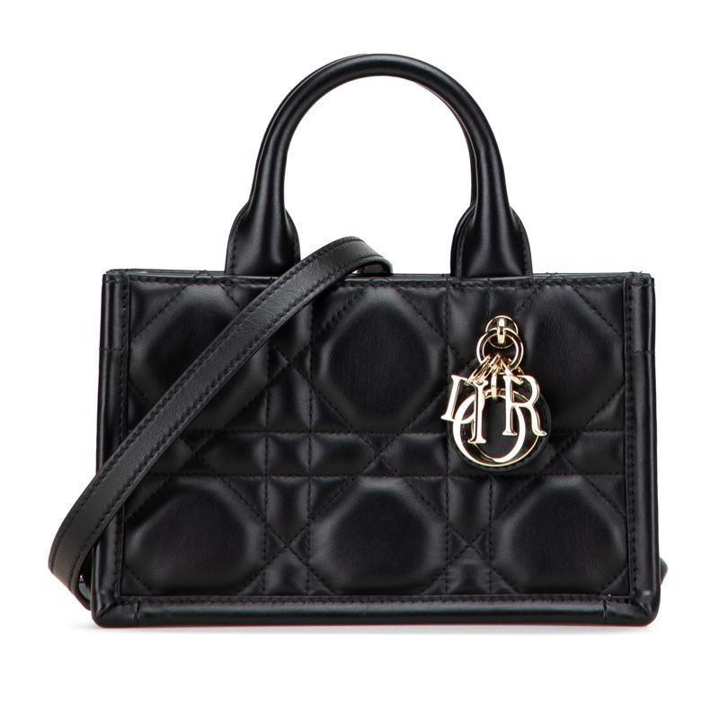 ディオール マクロカナージュ ブックトート ミニ ハンドバッグ ショルダーバッグ 2WAY ブラック レザー レディース Dior 【中古】 ディオール マクロカナージュ ブックトート ミニ ハンドバッグ