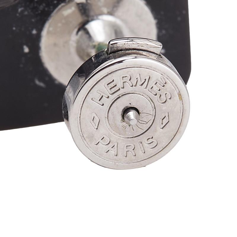 HERMES（エルメス） Hロゴ スタッド ピアス ホワイト ブラウン