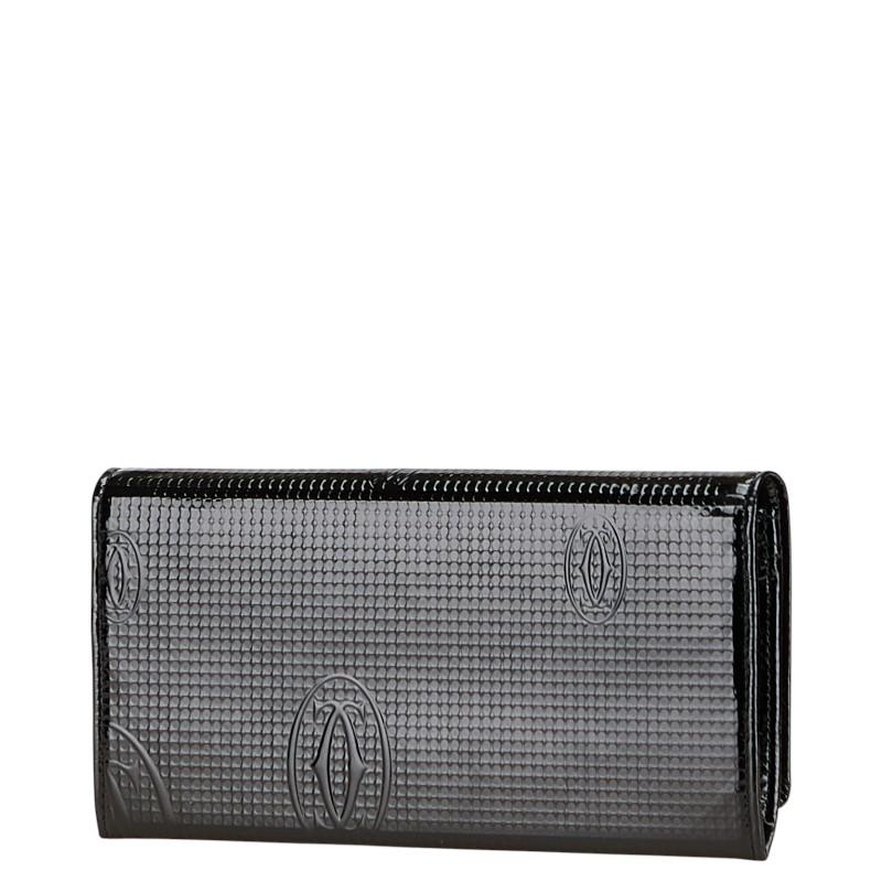 美品✨カルティエ 長財布 ハッピーバースデー ラウンドファスナー 黒 パテント Cartier（カルティエ） ハッピーバースデー 長財布 ブラック エナメル