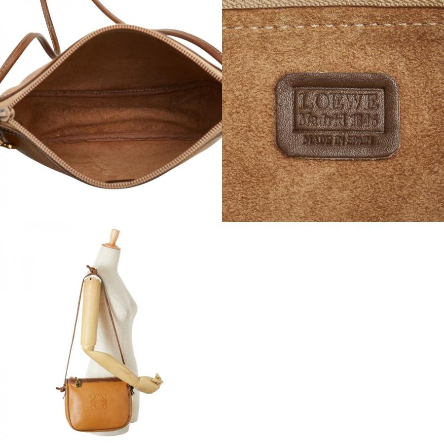 LOEWE ロエベ アナグラム ショルダーバッグ ブラウン レザー