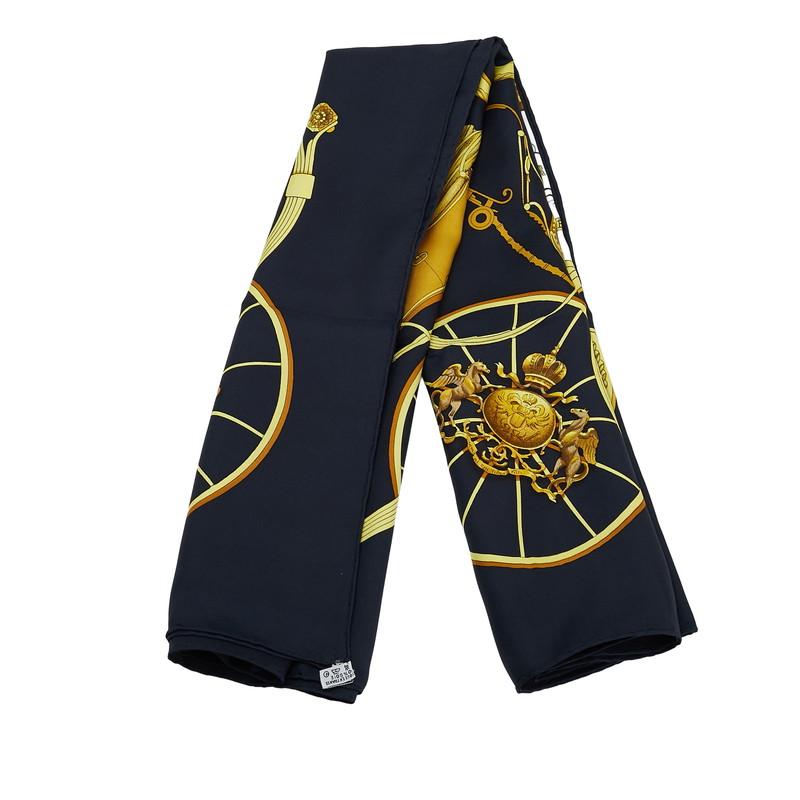 HERMES エルメス　カレ90 スプリングス　シルクスカーフ ネイビー　馬車柄 HERMES（エルメス） カレ90 SPRINGS スプリングス 馬車柄 スカーフ