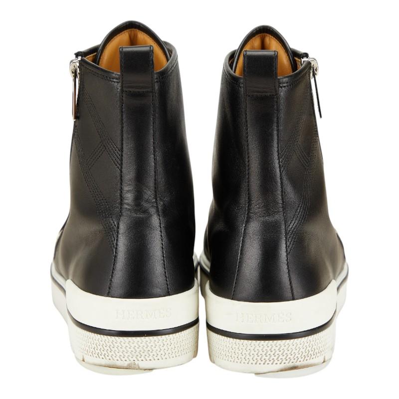 『超美品』HERMES エルメスハイカットシューズブラックザラメ革３８サイズ HERMES（エルメス） ハイカット サイドジップ スニーカー サイズ:43