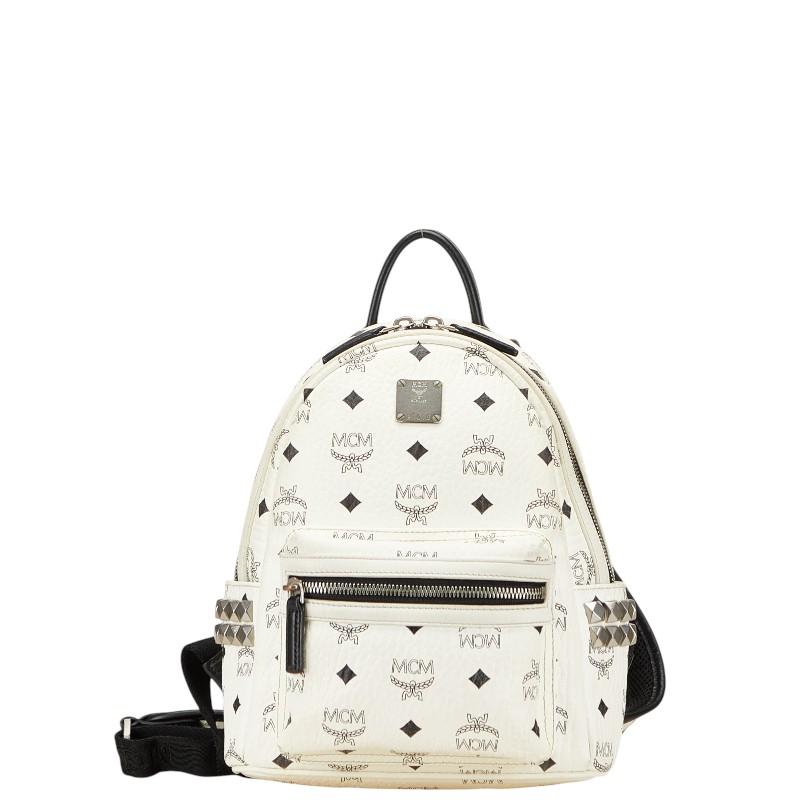 美品 MCM ヴィセトス リュック スタッズ ホワイト MCM エム シー ヴィセトス スタッズ リュック バックパック