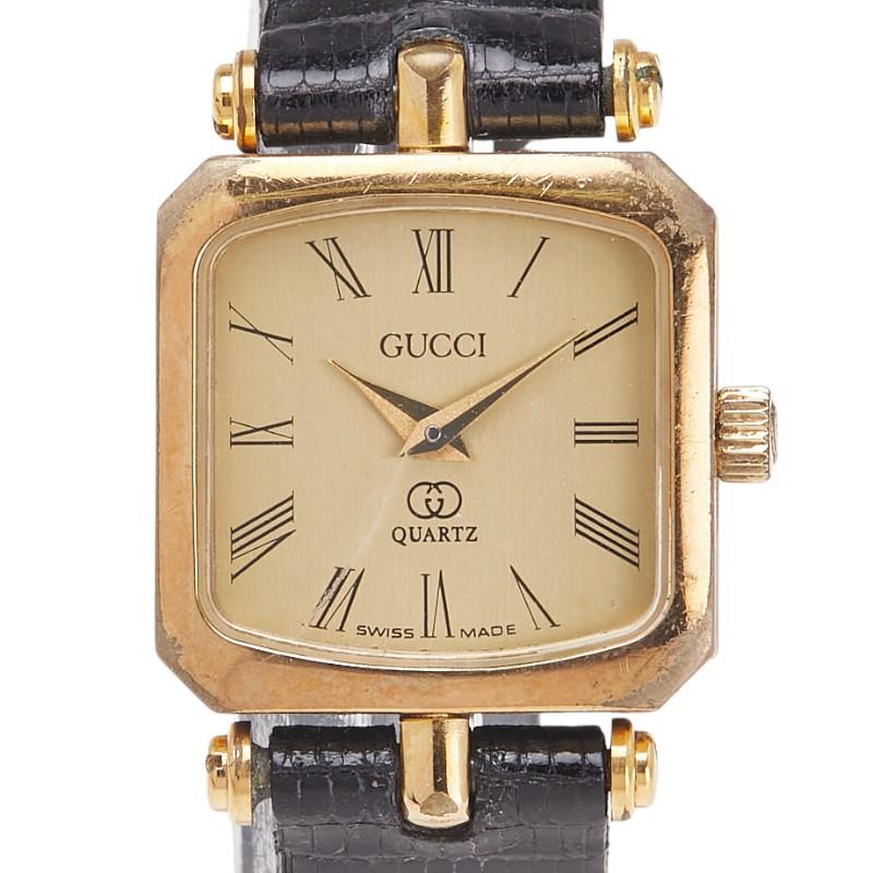 GUCCI グッチ ベルト（社外品） 腕時計 クオーツ ゴールド文字盤  