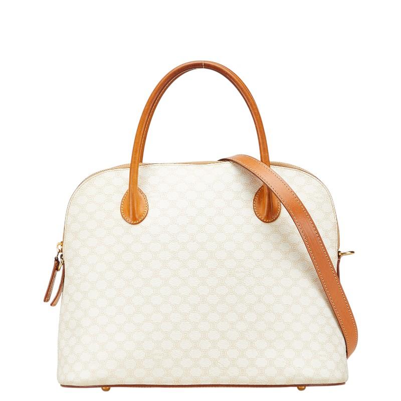 セリーヌ マカダム ショルダーバッグ ハンドバッグ 2WAY ホワイト ブラウン PVC レザー レディース CELINE 【中古】 CELINE（セリーヌ） マカダム ショルダーバッグ ハンドバッグ 2WAY