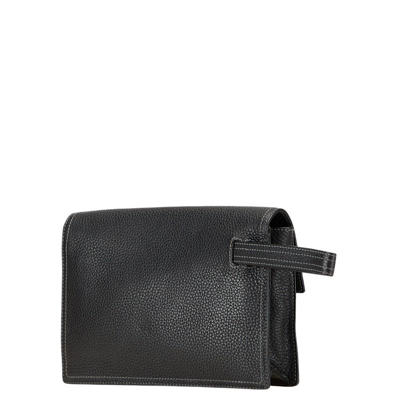 ジバンシー ロゴ セカンドバッグ ブラック レザー レディース Givenchy 【中古】 ジバンシー ロゴ セカンドバッグ ブラック レザー レディース Givenchy