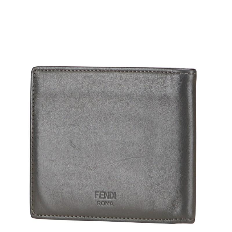 FENDI フェンディ モンスター 二つ折り 札入れ バグズアイ レザー