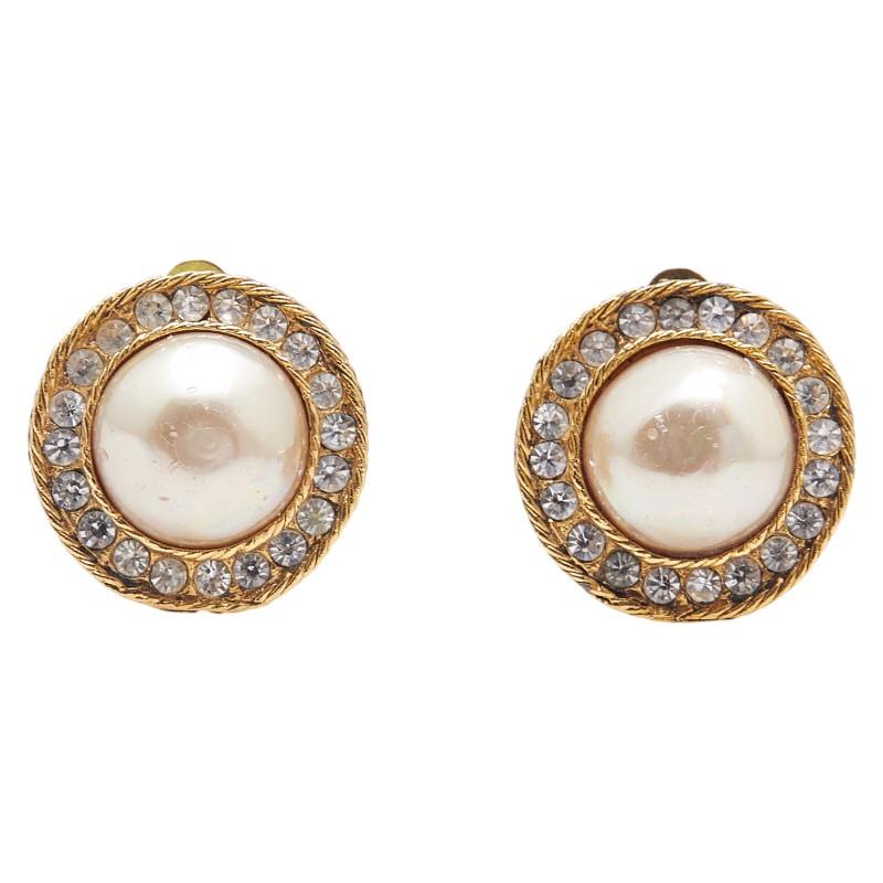 CHANEL シャネル ラインストーン パール ヴィンテージ イヤリング レディース 女性用【中古】 CHANEL（シャネル） ヴィンテージ ラインストーン イヤリング ラウンド