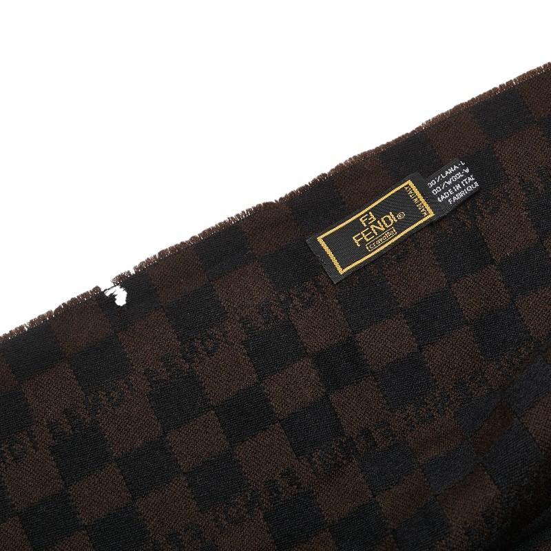フェンディ ロゴ マフラー ブラウン ブラック ウール レディース FENDI 【中古】_2