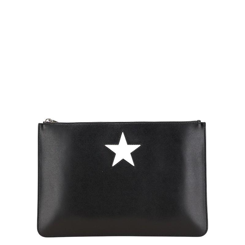 ジバンシー スター クラッチバッグ セカンドバッグ ブラック レザー レディース Givenchy 【中古】 ジバンシー スター クラッチバッグ セカンドバッグ ブラック レザー