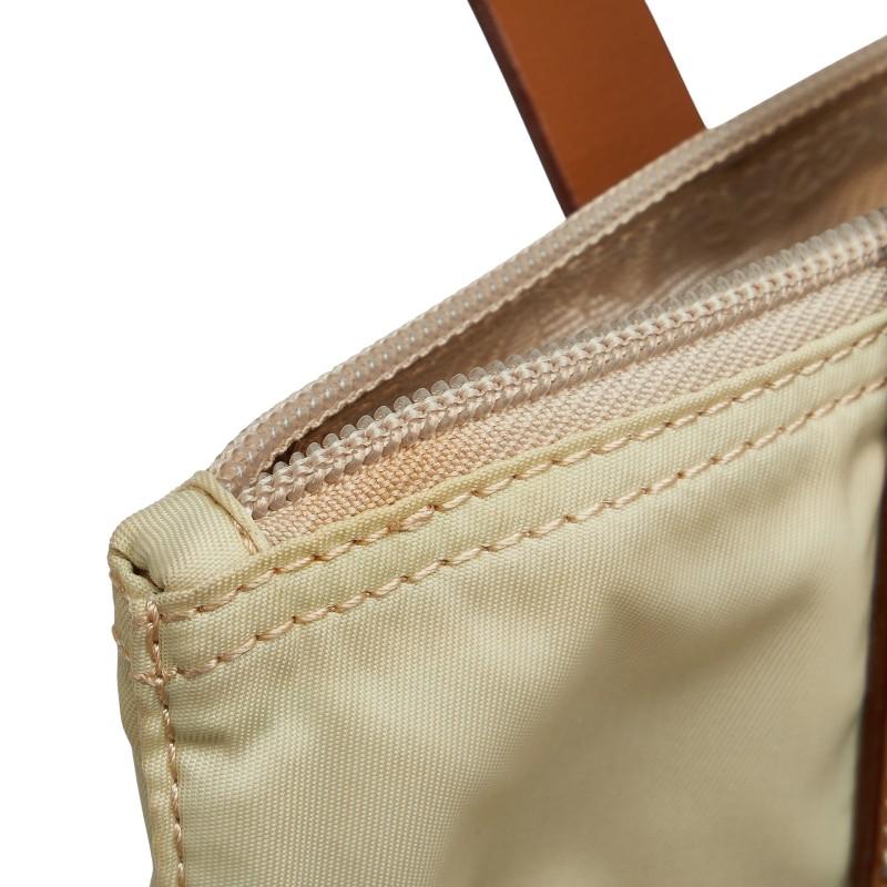 プラダ PRADA トートバッグ ナイロン レザー ベージュ ブラウン 三角ロゴ