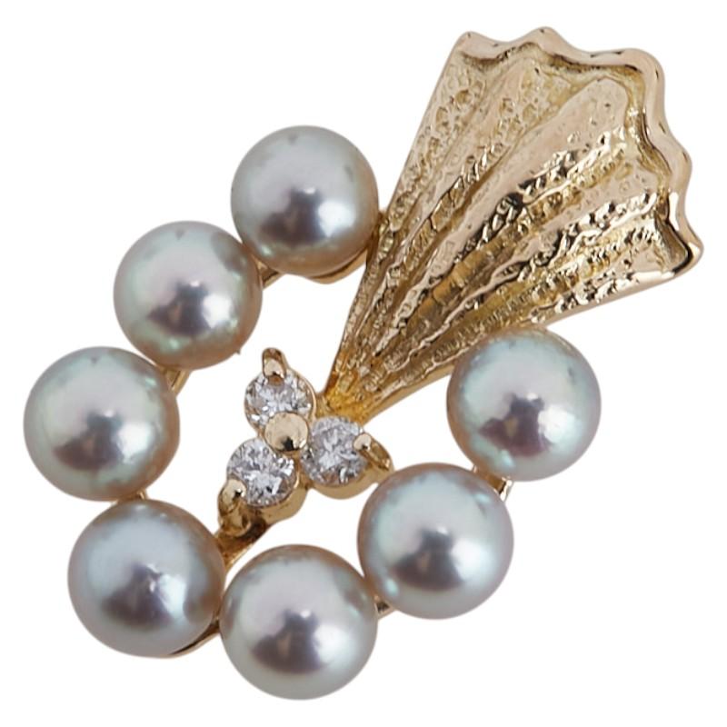 K18YG イエローゴールド アコヤパール4mm ダイヤ0.07ct ペンダントトップ レディース 中古 K18YG イエローゴールド アコヤパール4mm ダイヤ0.07ct ペンダント