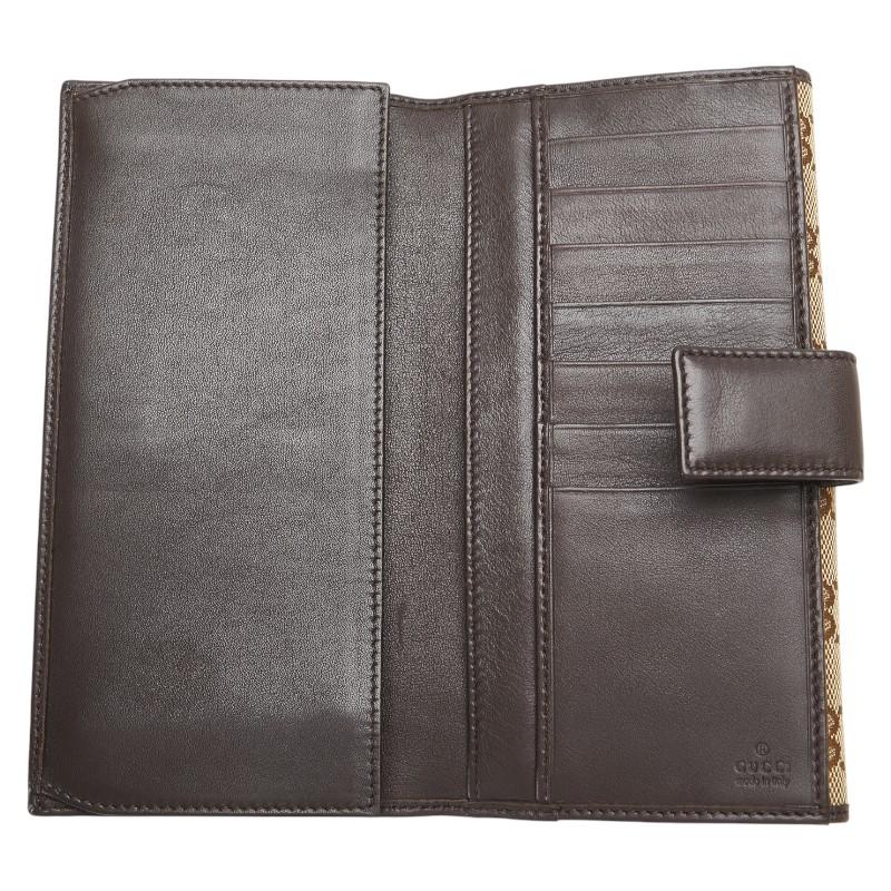 GUCCI GGキャンパス長財布 ベージュ/ブラウン茶 グッチ二つ折り長財布 アウトレット ベージュ/ブラウン