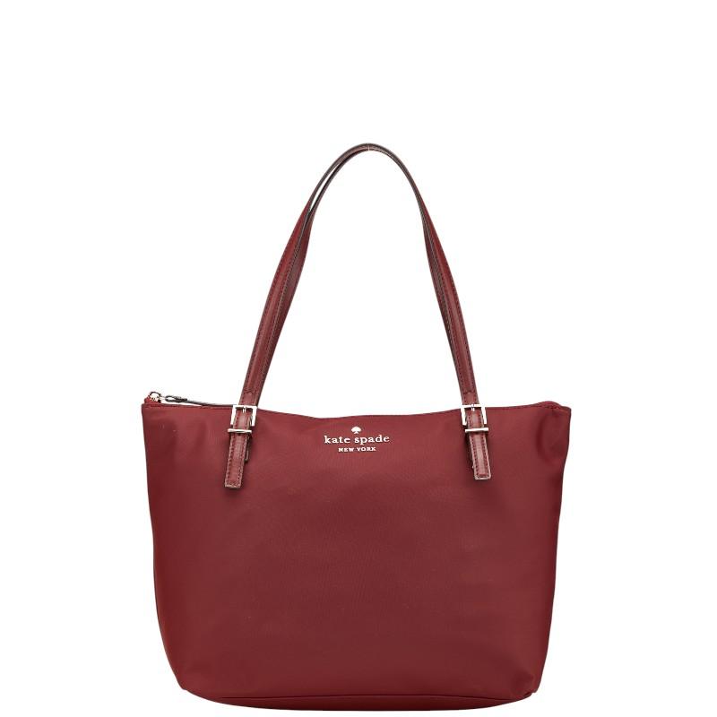 ケイトスペード ロゴ トートバッグ ワインレッド ナイロン レザー レディース Kate Spade 【中古】 kate spade NEW YORK（ケイト・スペード ニューヨーク） ケイト