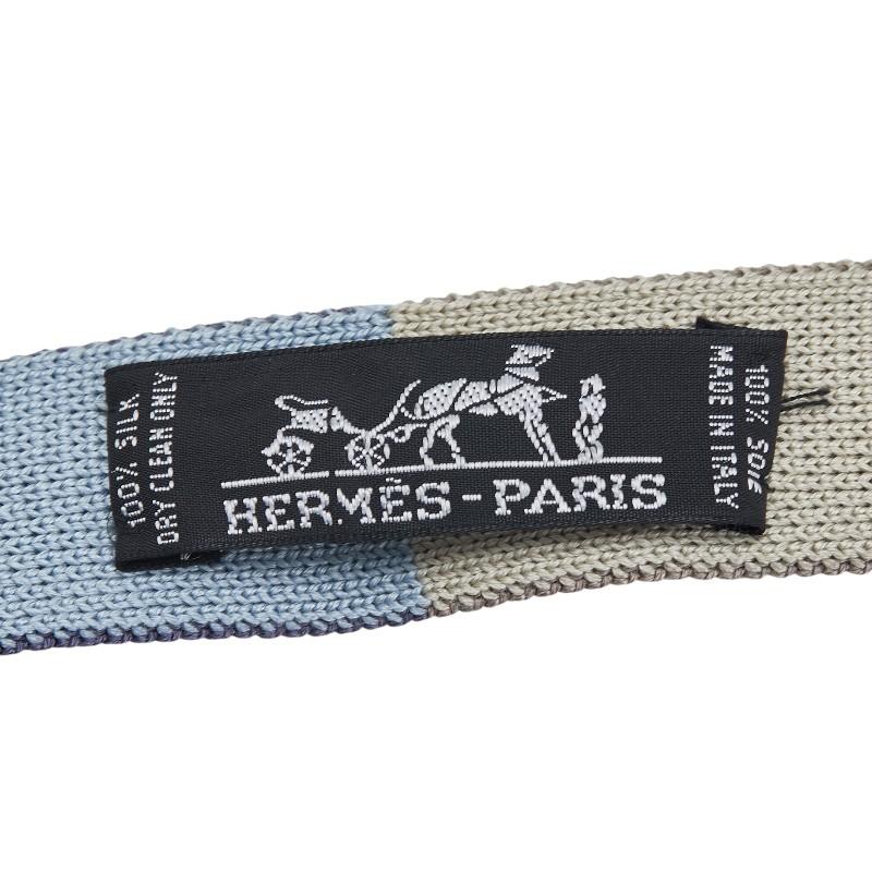 HERMES（エルメス） キャトルタン スリム ニットタイ ネクタイ ブルー