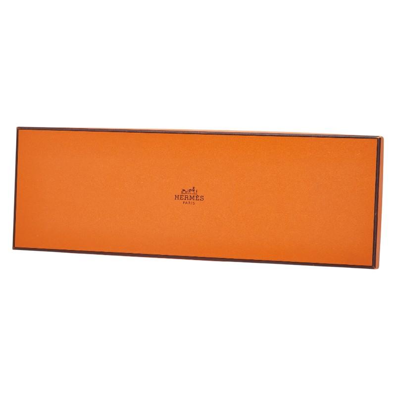 美品　エルメス　ネクタイ　ニットタイ　4way 無地　H柄 オレンジ赤系 HERMES（エルメス） キャトルタン スリム ニットタイ ネクタイ ブルー
