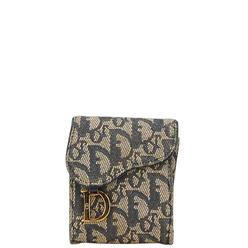 美品　Dior トロッター　サドル　ケース ディオール トロッター サドル ポーチ シガレットケース ネイビー