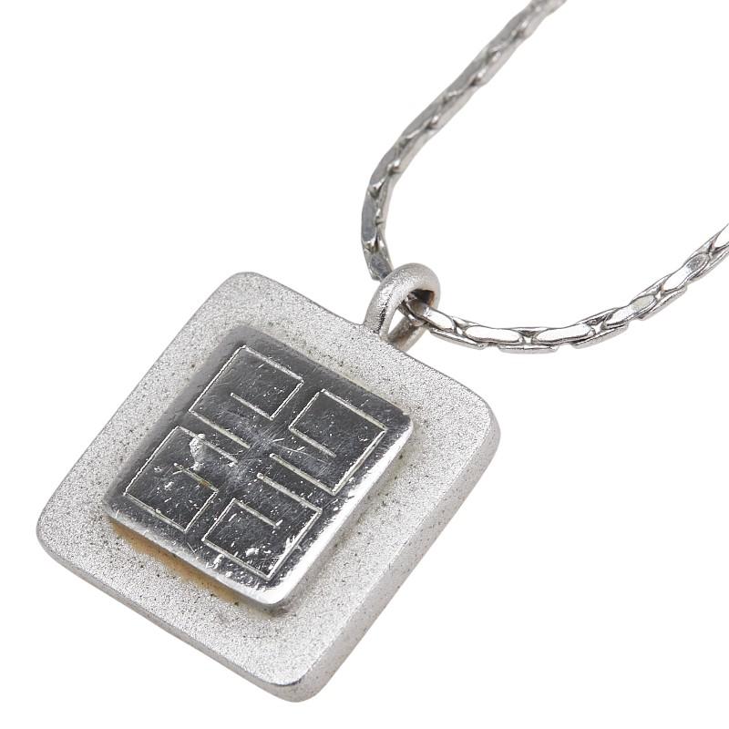 GIVENCHY 4Gロゴ チェーンネックレス シルバー 735 ジバンシー 4G ロゴプレート ネックレス シルバー メタル レディース