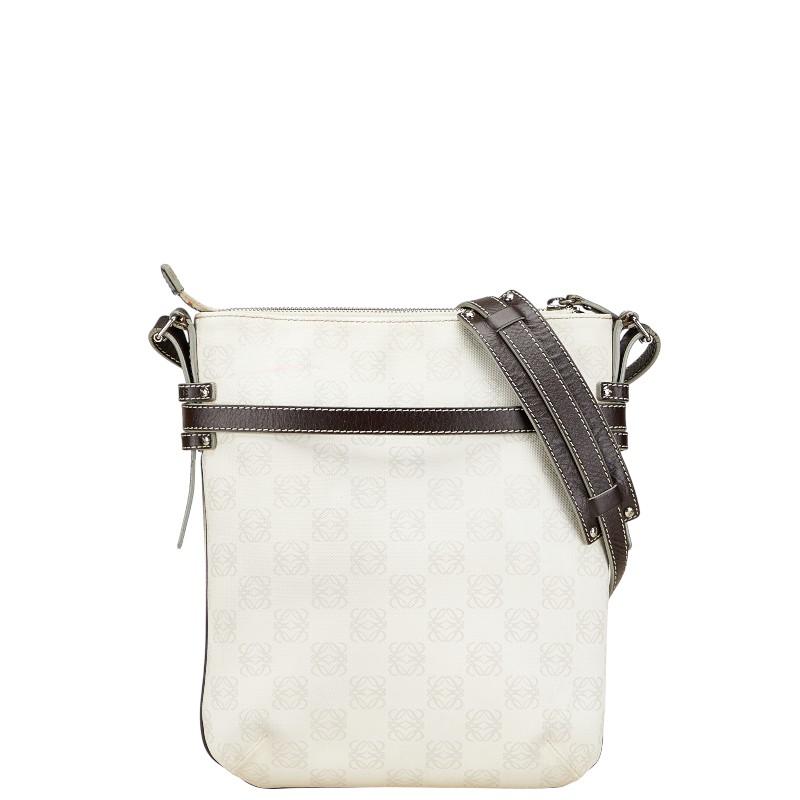 LOEWE（ロエベ） アナグラム ショルダーバッグ ホワイト ブラウン PVC