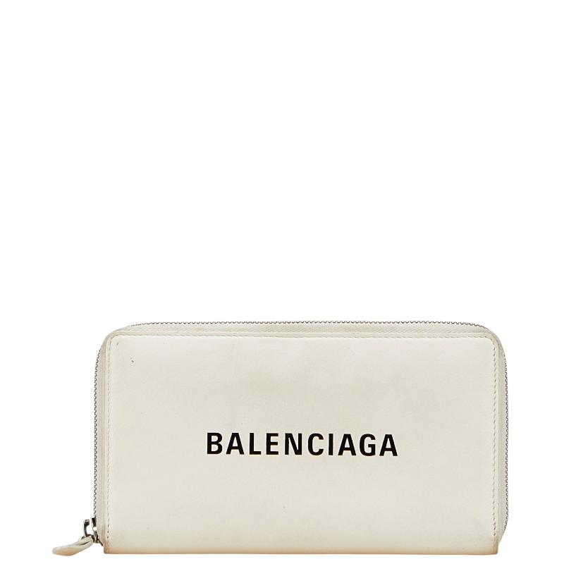 バレンシアガ エブリデイ 長財布 ラウンドファスナー ホワイト レザー レディース BALENCIAGA 【中古】 BALENCIAGA（バレンシアガ） エブリデイ 長財布 ラウンドファスナー