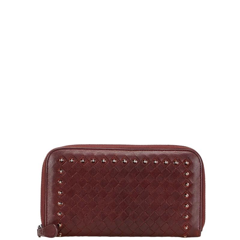 極美品✨Bottega Veneta イントレチャート スタッズ 長財布 ボッテガヴェネタ イントレチャート スタッズ 長財布 ラウンド