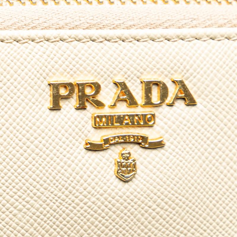 PRADA プラダ ロゴ 長財布 ベージュ サフィアーノレザー レディース  