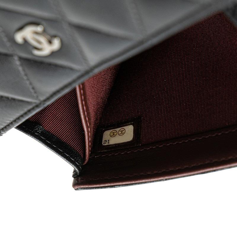 CHANEL シャネル マトラッセ ココマーク 長財布 ブラック ラムスキン  