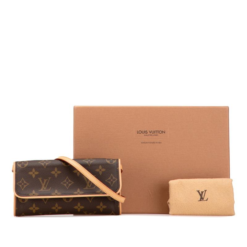 ルイ ヴィトン モノグラム ポシェット ツインPM 斜め掛け ミニ ショルダーバッグ M51854 ブラウン PVC レザー LOUIS VUITTON 【中古】