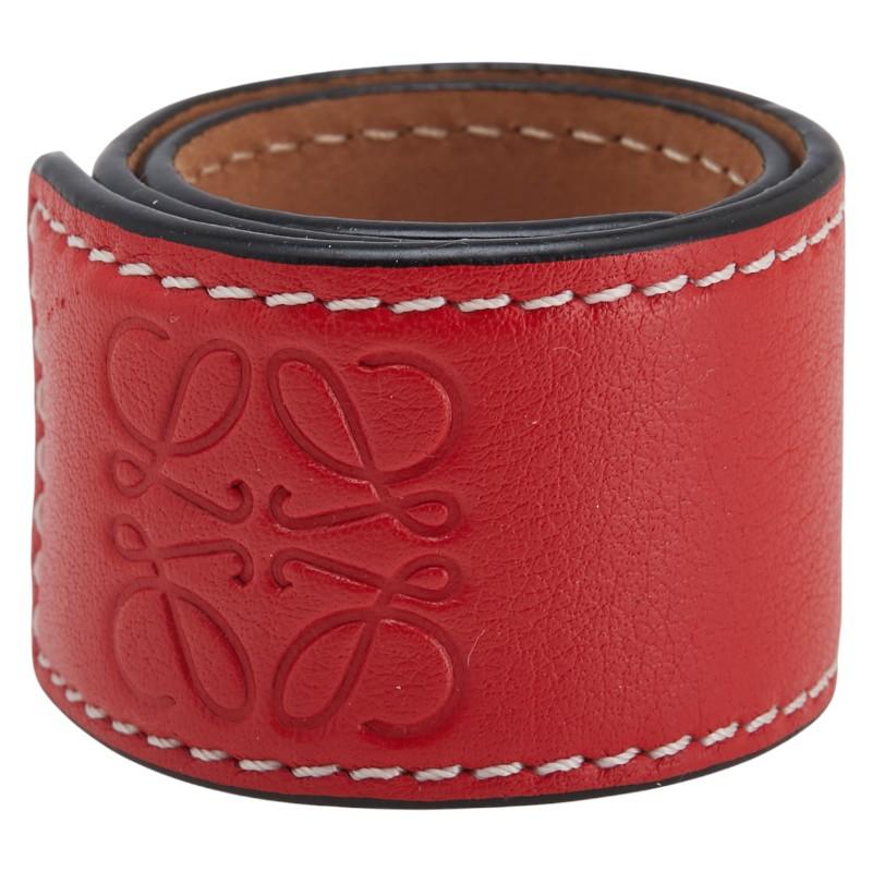 ロエベ アナグラム スモールスラップ ブレスレット レッド レザー レディース LOEWE 【中古】 LOEWE（ロエベ） アナグラム スモールスラップ ブレスレット レッド