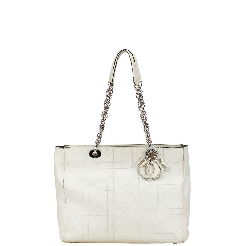 ディオール カナージュ チェーントートバッグ ホワイト シルバー