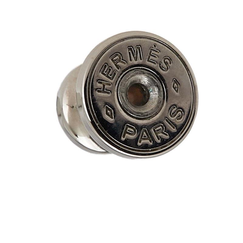HERMES（エルメス） イスム スタッド ピアス ブラウン ピンク シルバー