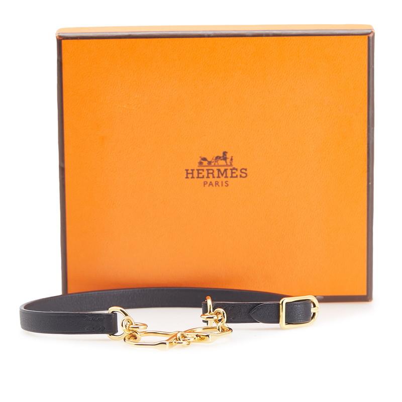 【美品】HERMES エルメス エトリエ ドゥブルトゥール レザーブレスレット HERMES（エルメス） エトリエ ドゥブルトゥール ブレスレット ブラック