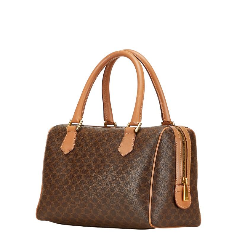 セリーヌ　ハンドバッグ　マカダム　トリオンフ　バケット　ブラウン　PVC レザー CELINE セリーヌ マカダム ハンドバッグ ブラウン PVC レザー