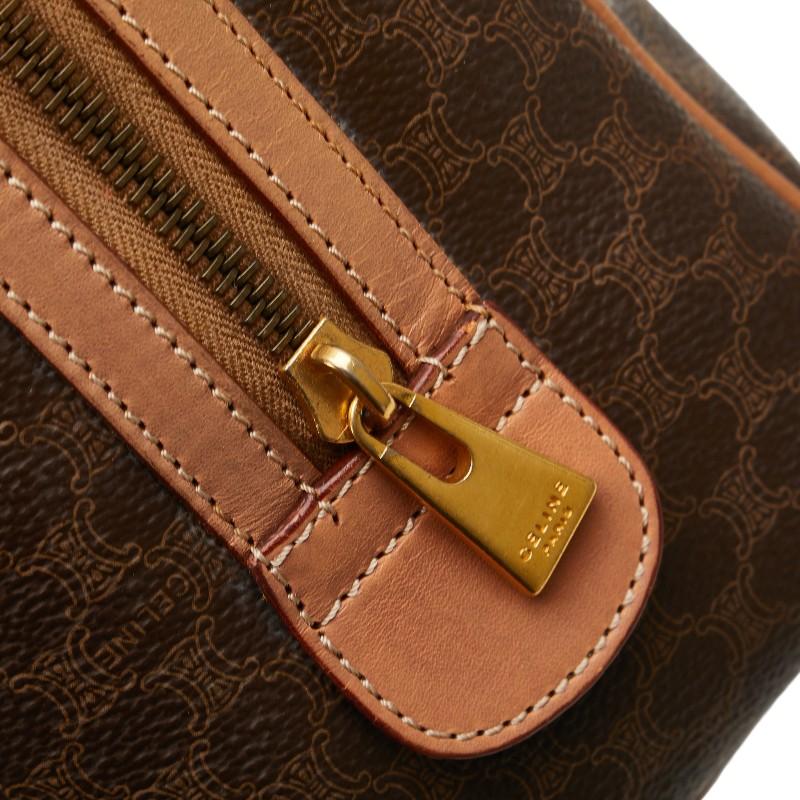 CELINE セリーヌ マカダム ハンドバッグ ブラウン PVC レザー