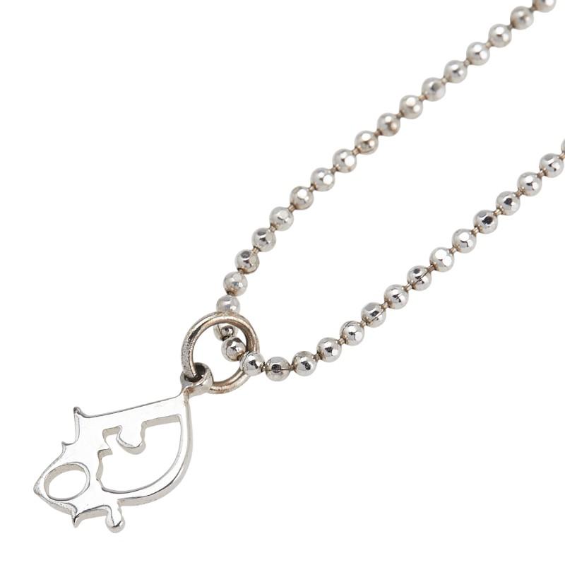 DIOR ロゴ ネックレス シルバーカラー ディオール ロゴ ネックレス シルバー メタル レディース Dior 【中古