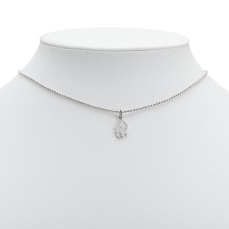 ディオール ロゴ ネックレス シルバー メタル レディース Dior 【中古