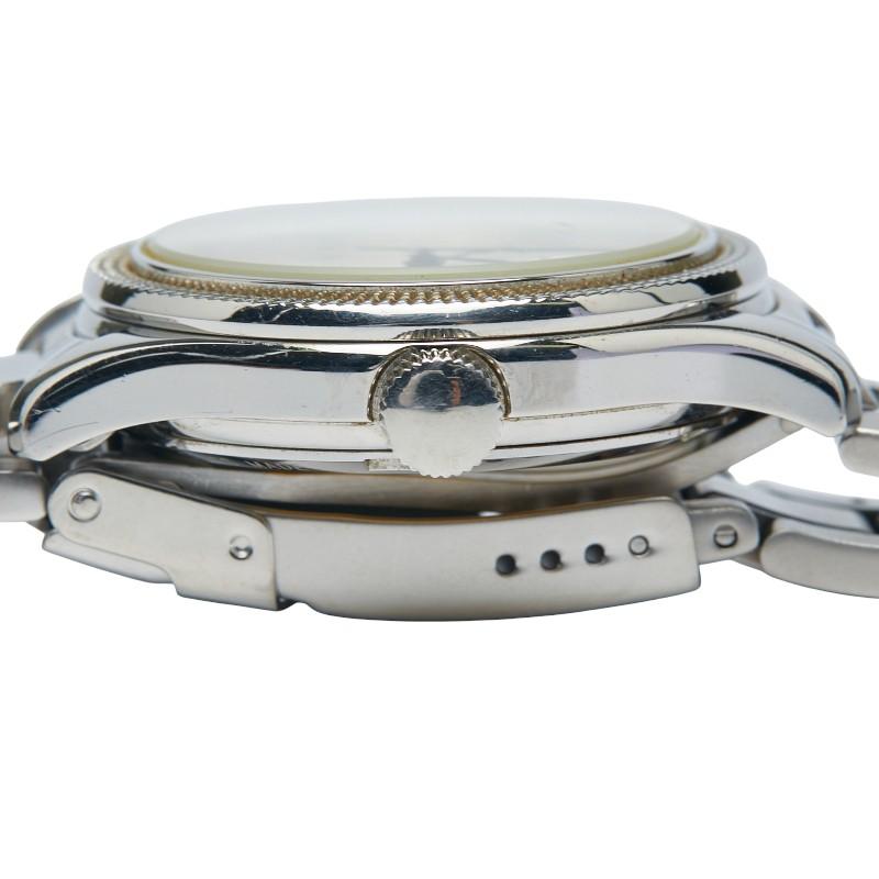 レ ジェネヴェ 腕時計 GMT パワーリザーブ 自動巻き シルバー文字盤  