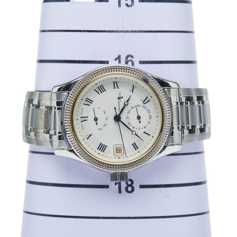 レ ジェネヴェ 腕時計 GMT パワーリザーブ 自動巻き シルバー文字盤  